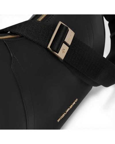 Piquadro W92 Umhängetasche Damen Schwarz aus Leder mit iPad