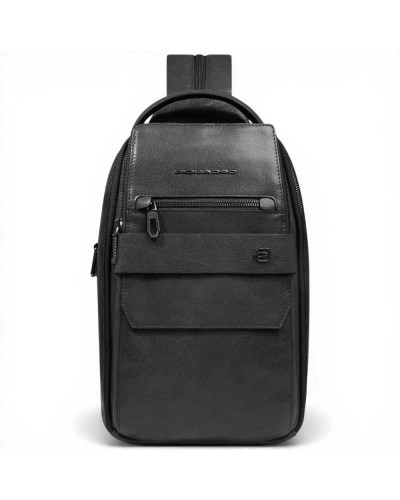 Piquadro S141 Monospalla-Rucksack Herren Schwarz aus Leder
