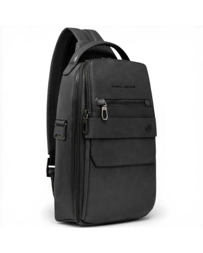 Piquadro S141 Monospalla-Rucksack Herren Schwarz aus Leder