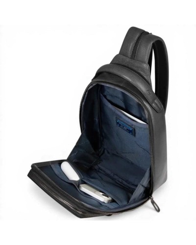 Piquadro S141 Monospalla-Rucksack Herren Schwarz aus Leder