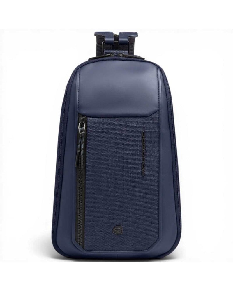Piquadro S143 Mono Sling Bag Unisex Blue in Leather and