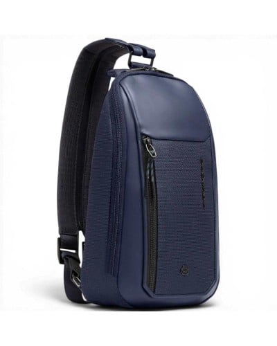 Piquadro S143 Mono Sling Bag Unisex Blue in Leather and