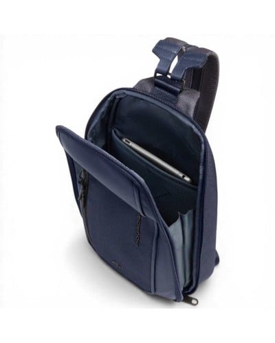 Piquadro S143 Mono Sling Bag Unisex Blue in Leather and