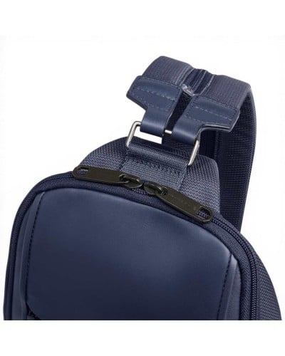Piquadro S143 Mono Sling Bag Unisex Blue in Leather and