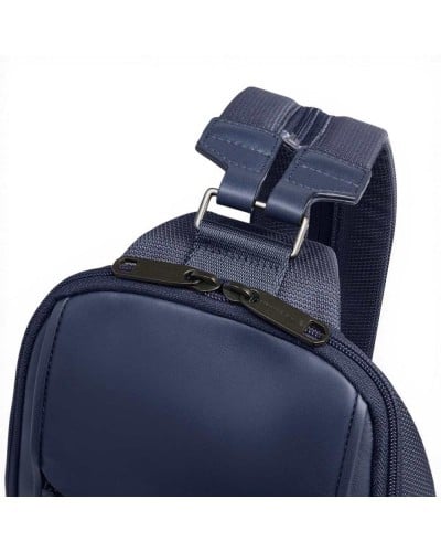 Piquadro S143 Mono Sling Bag Unisex Blue in Leather and