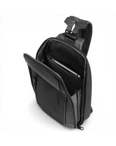 Piquadro S143 Monospalla-Rucksack Unisex Schwarz aus Leder