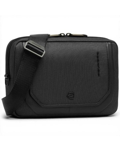 Piquadro S143 Clutch Damen Schwarz aus Leder und Gewebe mit
