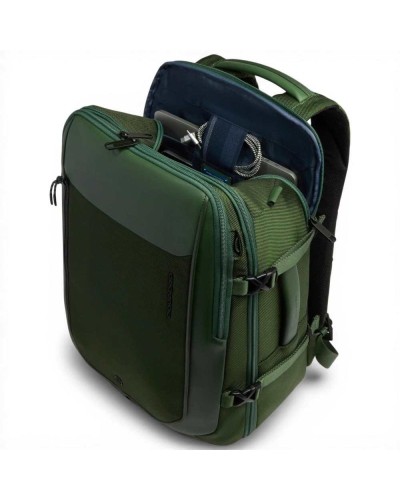 Piquadro Bagmotic Pro Rucksack Unisex Grün aus Leder und
