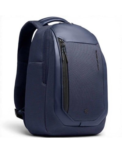 Piquadro Mochila Bagmotic Unisex Azul en Piel y Tejido con