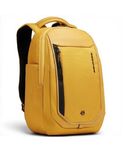 Piquadro Bagmotic Rucksack Unisex Gelb aus Leder und Gewebe