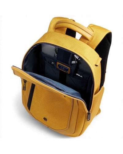 Piquadro Bagmotic Rucksack Unisex Gelb aus Leder und Gewebe