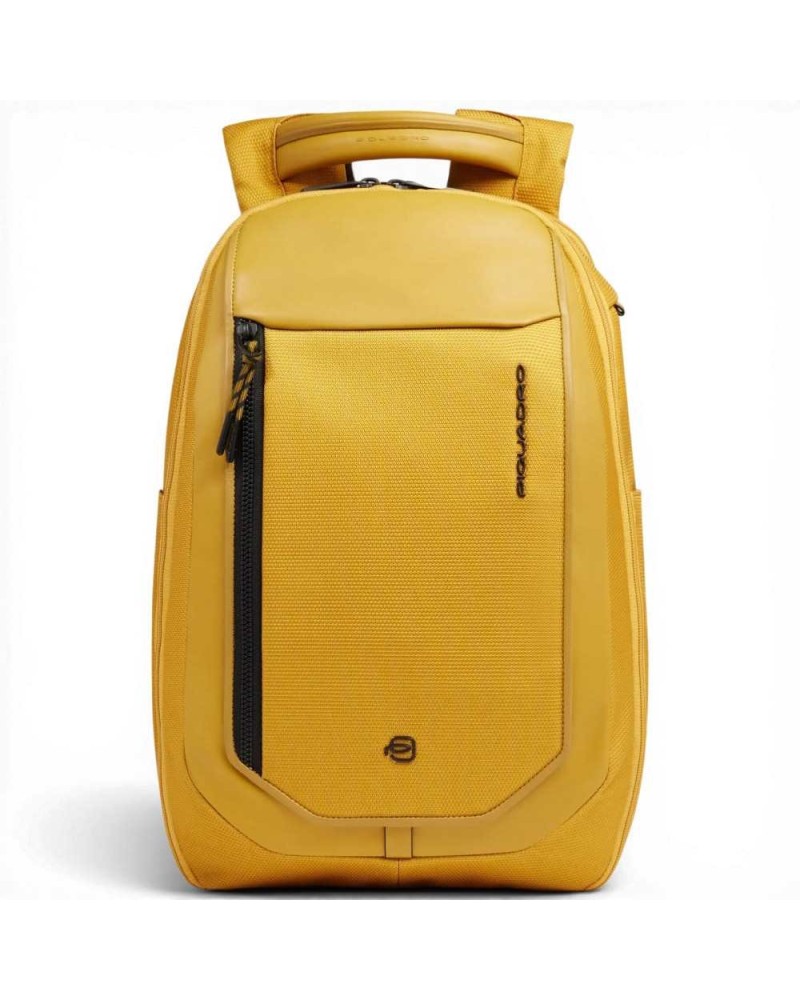 Piquadro Bagmotic Rucksack Unisex Gelb aus Leder und Gewebe