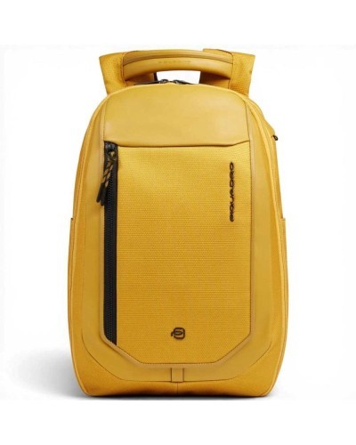 Piquadro Bagmotic Rucksack Unisex Gelb aus Leder und Gewebe