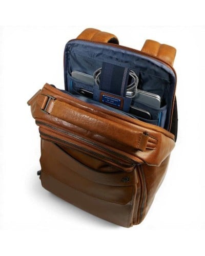 Piquadro S141 Rucksack Herren Beige aus Leder mit