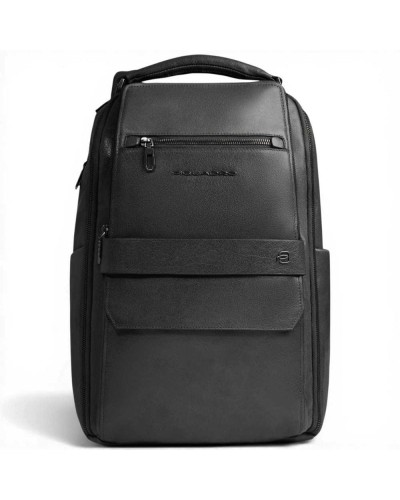 Piquadro S141 Backpack Men Black Leather Laptop 14'' and