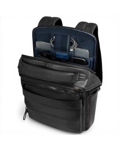 Piquadro S141 Rucksack Herren Schwarz aus Leder mit