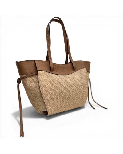 LorisStella Henkeltasche Damen Natur Cuoio aus Stroh und