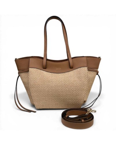 LorisStella Henkeltasche Damen Natur Cuoio aus Stroh und