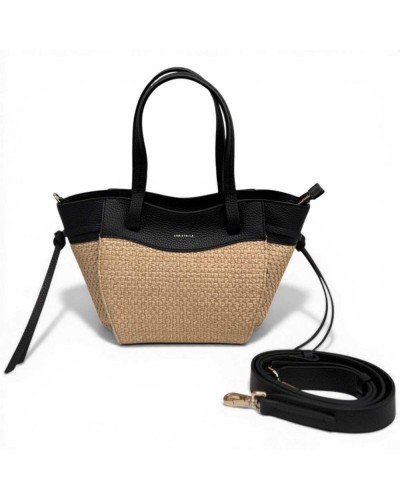 LorisStella Bolso de mano Mujer Natural Negro en Paja y