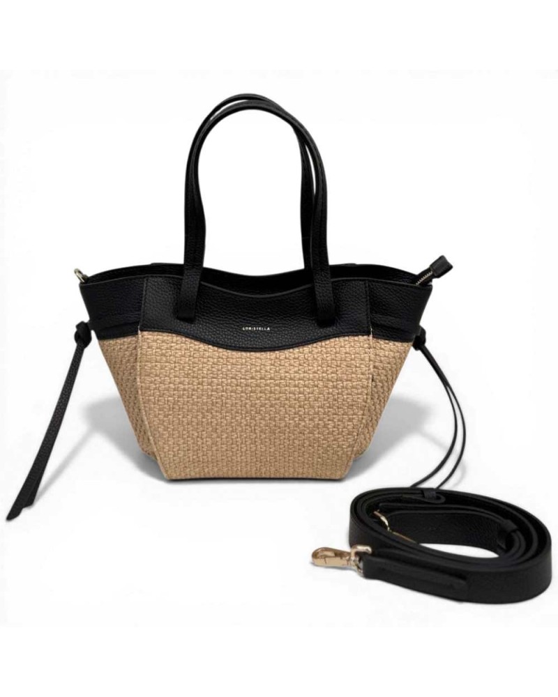LorisStella Bolso de mano Mujer Natural Negro en Paja y