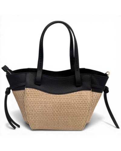 LorisStella Bolso de mano Mujer Natural Negro en Paja y