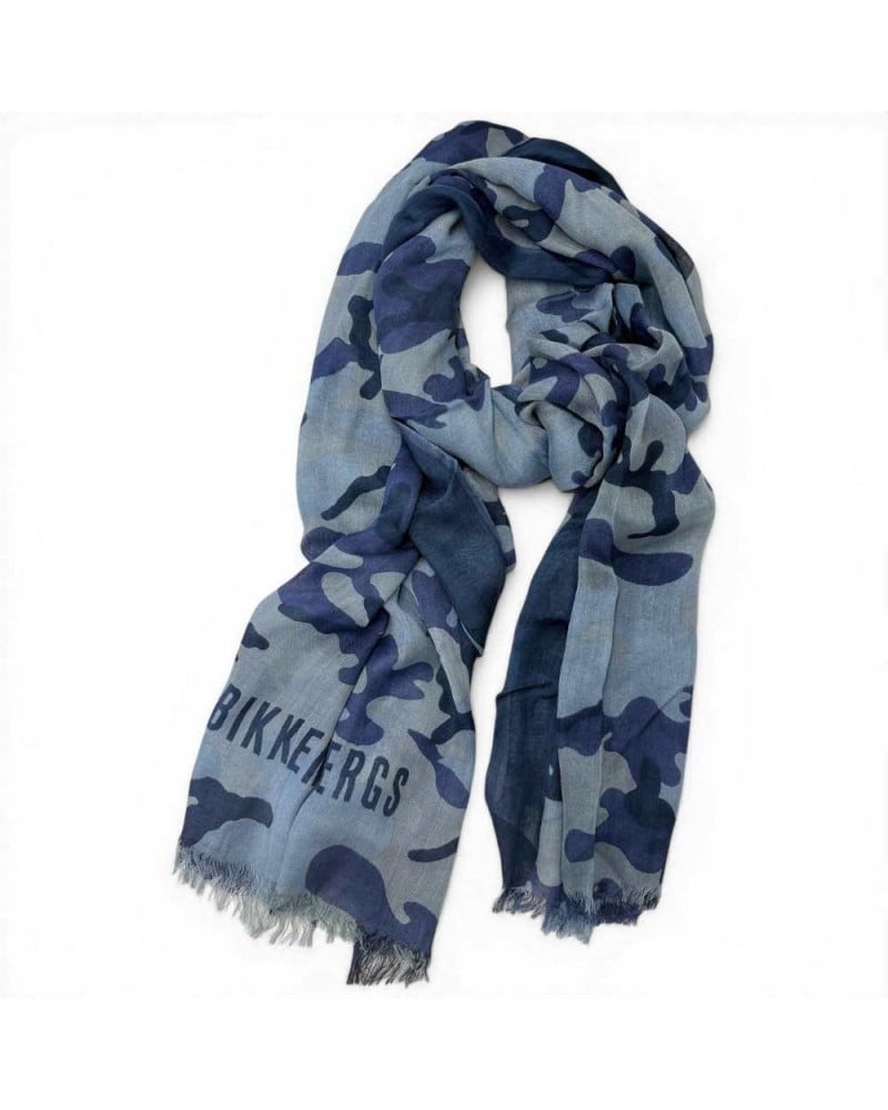 Bikkembergs Scarf Unisex Military Blue Cotton with Contrast
