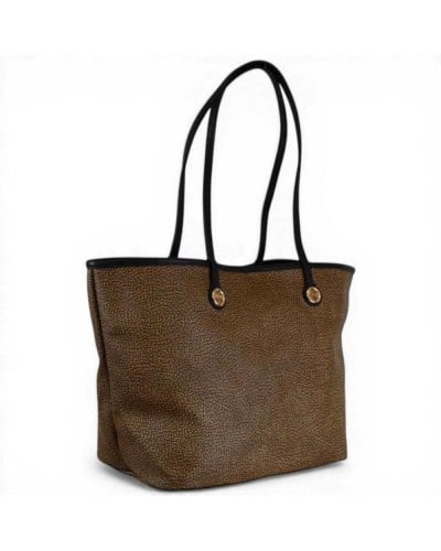 Borbonese Flight M Shopping Bag Women OP Natural and Black