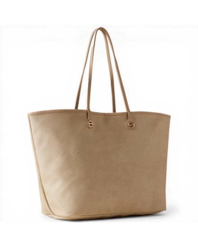 Borbonese Flight M Shopping Bag Women Sand Coated Canvas