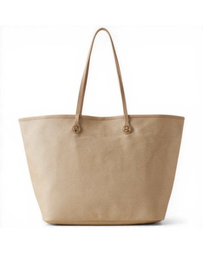 Borbonese Flight M Shopping Bag Women Sand Coated Canvas