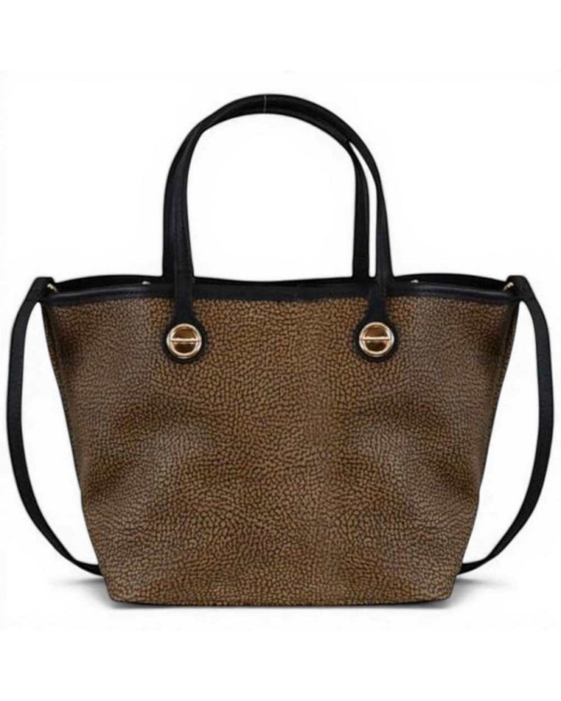 Borbonese Flight S Shopper Damen OP Natur und Schwarz mit