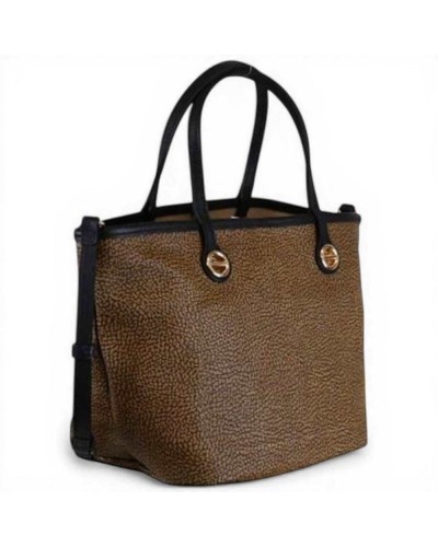 Borbonese Flight S Shopper Damen OP Natur und Schwarz mit