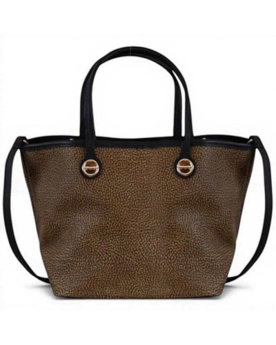 Borbonese Flight S Shopper Damen OP Natur und Schwarz mit