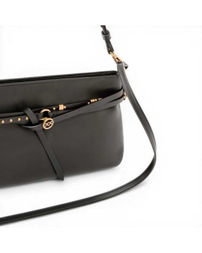 Pinko Belt Bag Classic Mujer Negro en Piel de Ternera Suave