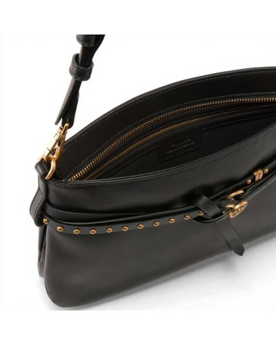 Pinko Belt Bag Classic Mujer Negro en Piel de Ternera Suave