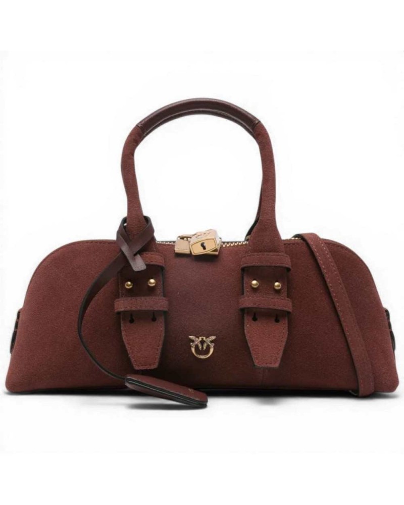 Pinko Bowling Horizontal Suede Bag Women Ruby Red in Suede
