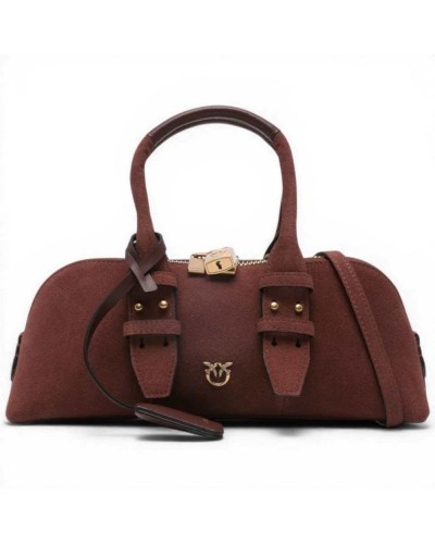 Pinko Bowling Horizontal Suede Bag Women Ruby Red in Suede