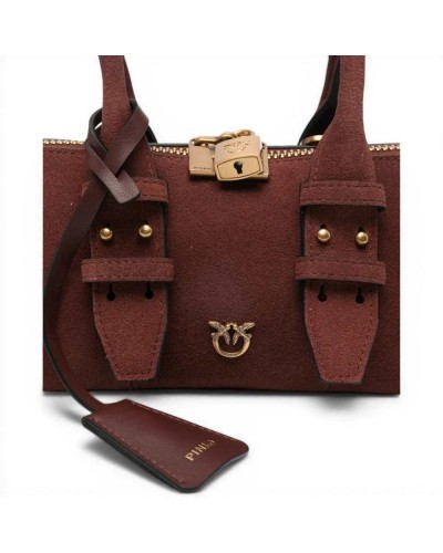 Pinko Bowling Horizontal Suede Bag Women Ruby Red in Suede