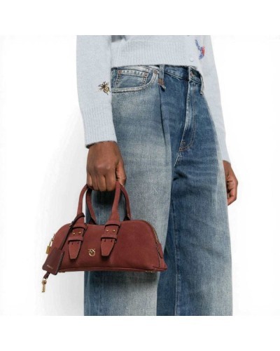 Pinko Bowling Horizontal Suede Bag Women Ruby Red in Suede