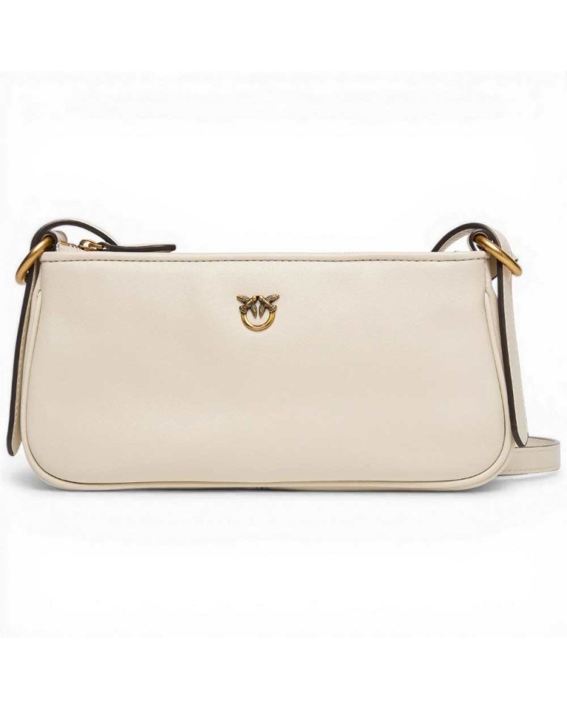 Pinko Borsa Half Moon Baguette Mini Donna Ecru in Pelle di