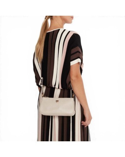 Pinko Borsa Half Moon Baguette Mini Donna Ecru in Pelle di