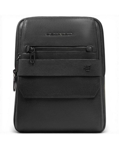 Piquadro S141 Umhängetasche Herren Schwarz aus Leder mit