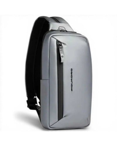 Piquadro Mochila monospalla C2OW Unisex Gris Melange con