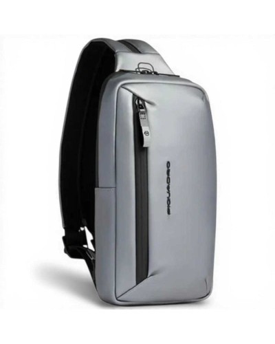 Piquadro Mochila monospalla C2OW Unisex Gris Melange con