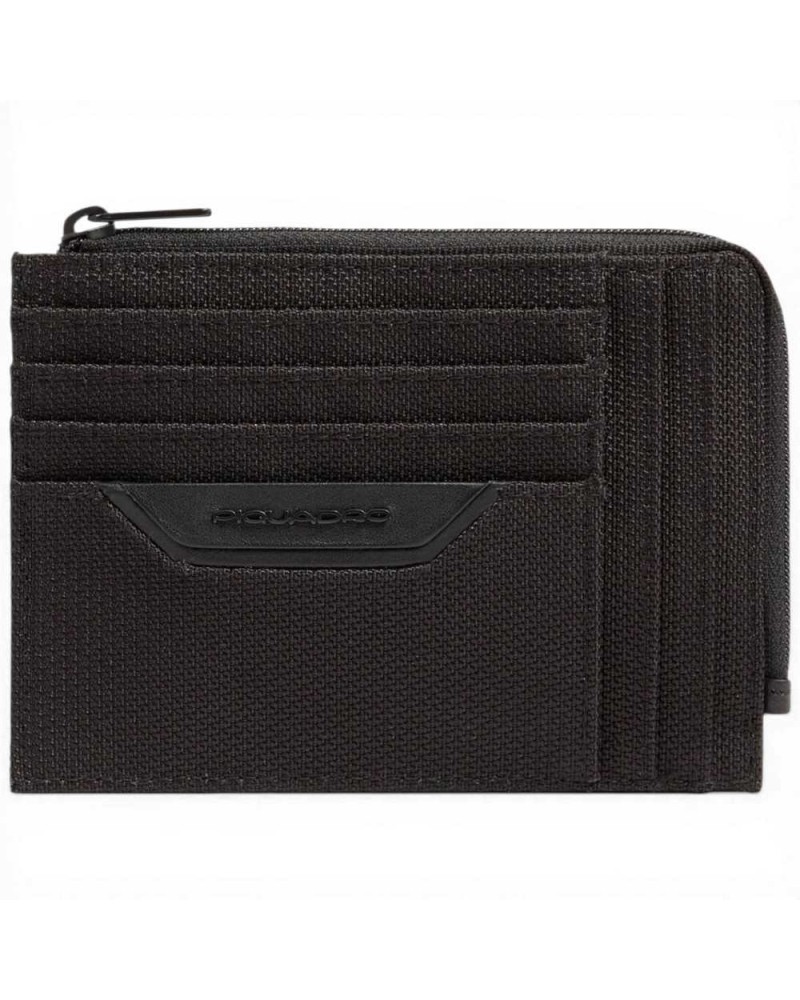 Piquadro S143R Kreditkartenetui Damen Schwarz aus Leder und