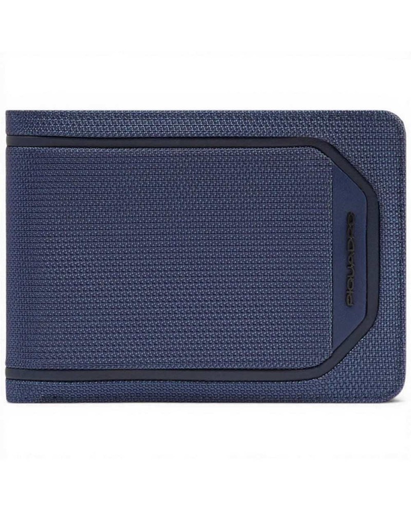 Piquadro Portafoglio S143R Uomo Blu in Pelle e Tessuto con