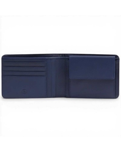 Piquadro Portafoglio S143R Uomo Blu in Pelle e Tessuto con