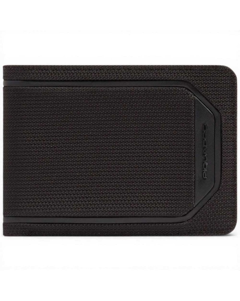 Piquadro Portafoglio S143R Uomo Nero in Pelle e Tessuto con