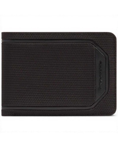 Piquadro Portafoglio S143R Uomo Nero in Pelle e Tessuto con
