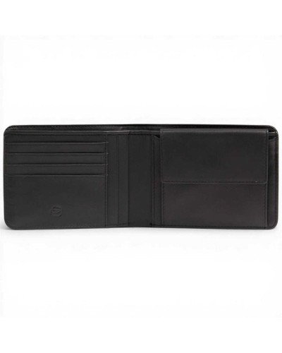 Piquadro Portafoglio S143R Uomo Nero in Pelle e Tessuto con