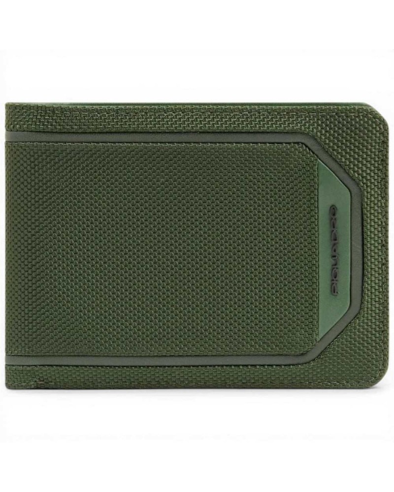 Piquadro Portafoglio S143R Uomo Verde in Pelle e Tessuto
